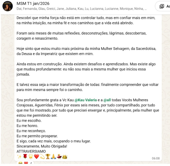 Relato de mentorada sobre gratidão e ocupar o seu lugar após a mentoria