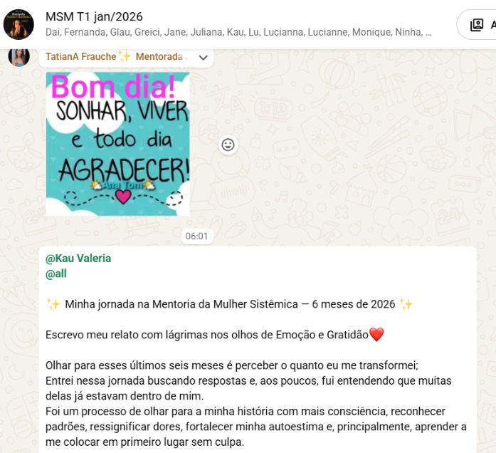 Relato de mentorada sobre seis meses de jornada e aprender a se colocar em primeiro lugar